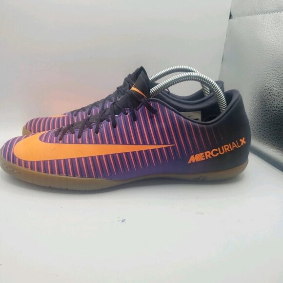 Nike Soccer Cleats Shoes Men’s 9.5 Mercurial X 831966-585 Purple- Orange Lace Up - Picture 1 of 8
